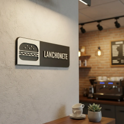 Placa de Sinalização Indicativa MDF 3D - Lanchonete